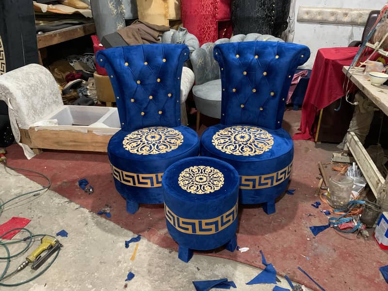 Chair set / 2 Chair 1 stool / Coffee chairs with table / Poshish chais 2