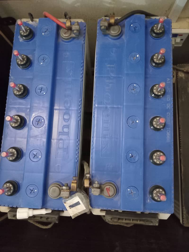 Two Phoenix TX-1800 Tubular Batteries and UPS for Sale 0