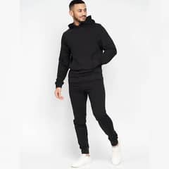 Basic Black Winter Casual Hooded Tracksuit - for men's and women