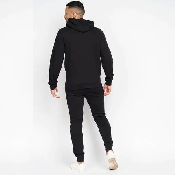 Basic Black Winter Casual Hooded Tracksuit - for men's and women 1