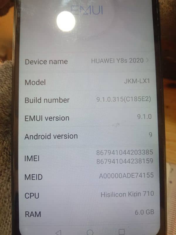 Huwaie y8s 2020 6gb 128 gb 6