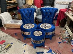 Chair set / 2 Chair 1 stool / Coffee chairs with table / Poshish chai