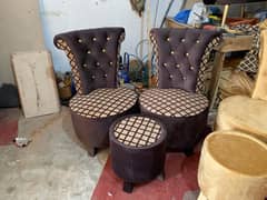 Chair set / 2 Chair 1 stool / Coffee chairs with table / Poshish chais