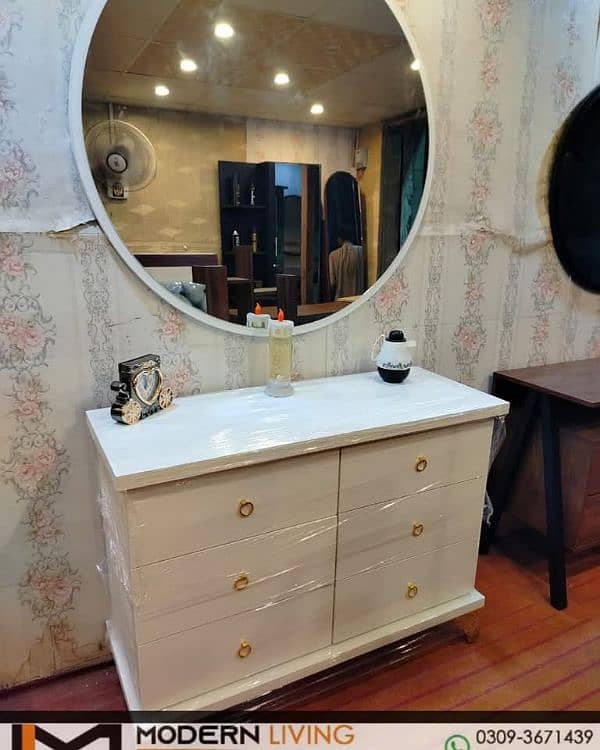 Dressing Tables 6 Drawers Round Mirror Best Quality In Your Choice 13