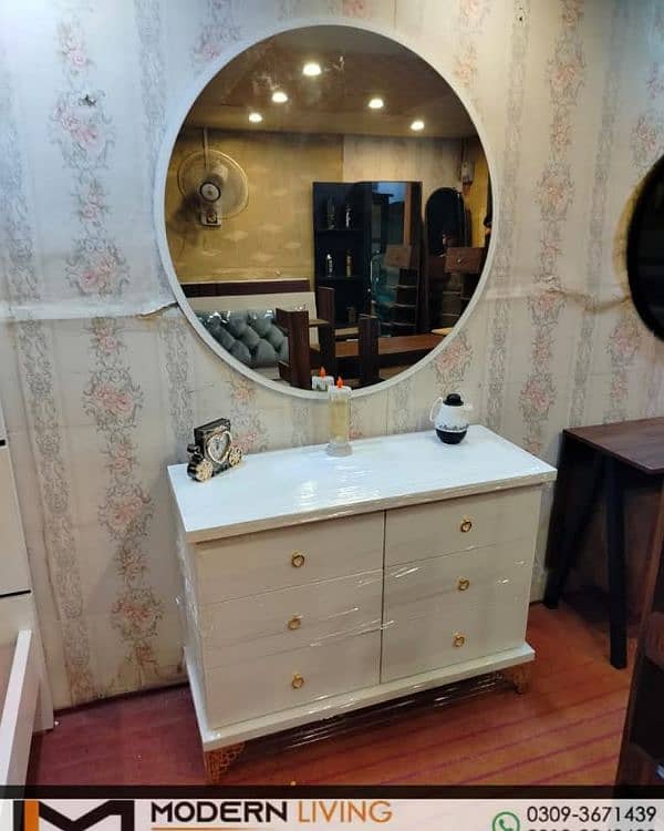 Dressing Tables 6 Drawers Round Mirror Best Quality In Your Choice 14