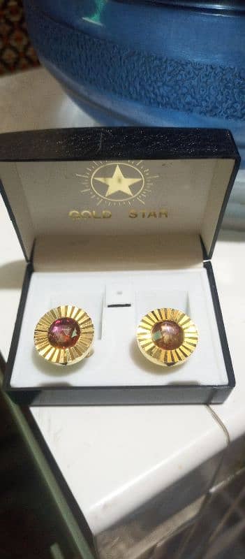 Cufflinks with case box Golden elegant design for Mens 0