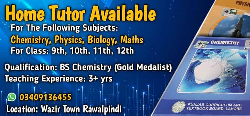 Home Tutor Available for all science subjects 0