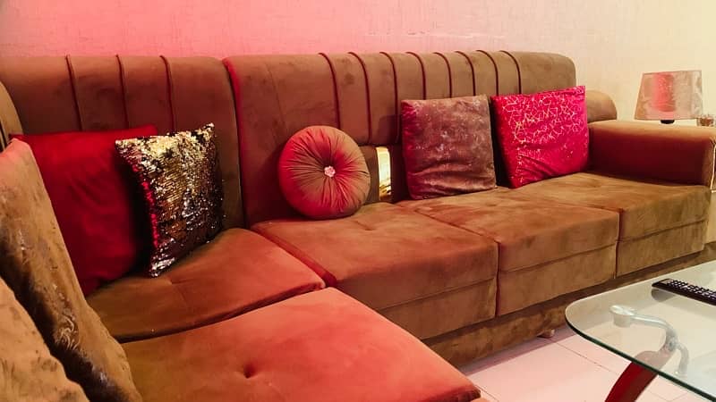 L Shape Sofa 6 Seater | Royal Sofa | Golden Brass 3