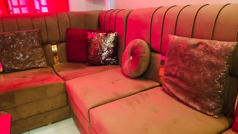 L Shape Sofa 6 Seater | Royal Sofa | Golden Brass 4