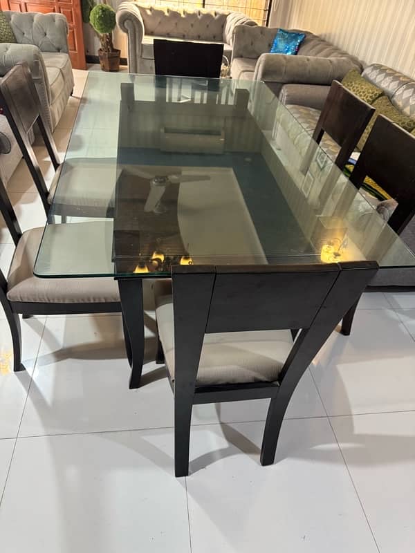 Wood Glass Dining Table with 6 chairs 2