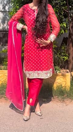 shocking pink wedding or eid dress