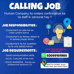 We are hiring staff for order Confirmation on Calls