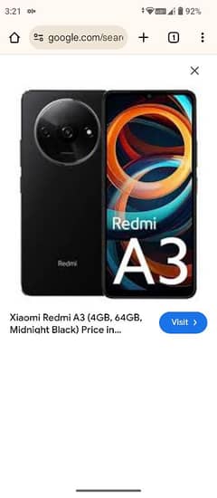 Redmi a3 4 64 all ok full original with box or charger PTA