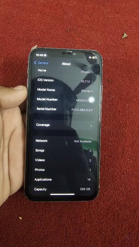 Iphone X PTA approved 256gb panel change exange available 7