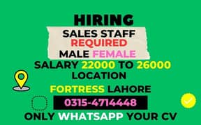 SALES STAFF REQUIRED