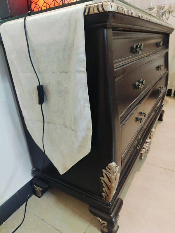 dressing table / pure wood designer / wooden dresser / glass top 3