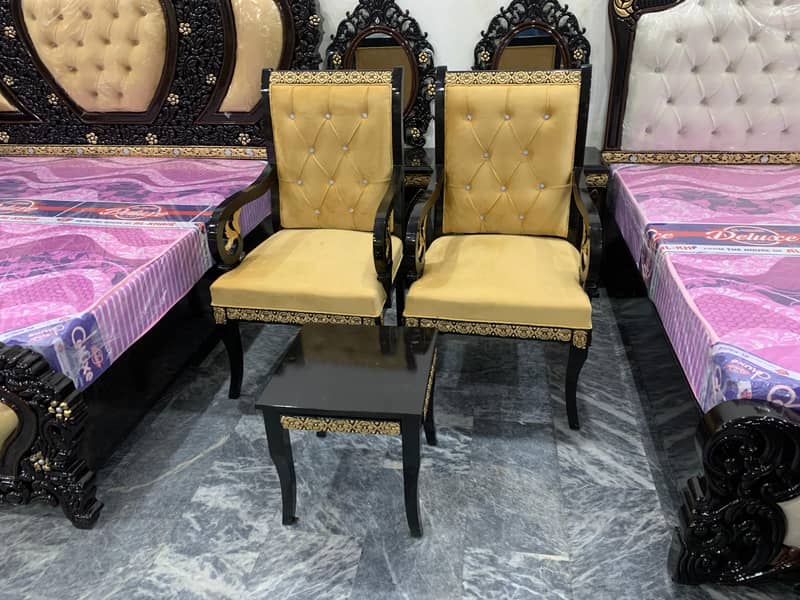 Chair set / 2 Chair 1 stool / Coffee chairs with table / Poshish chai 4