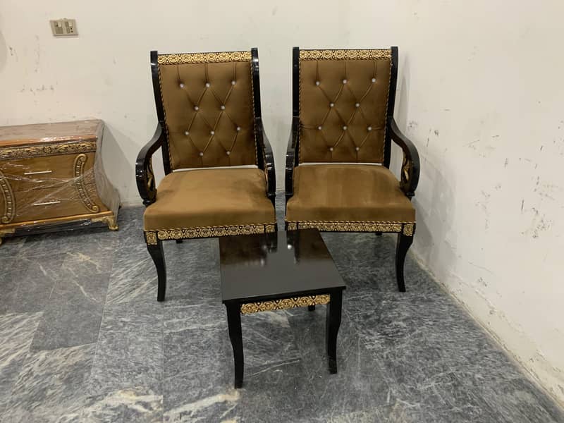 Chair set / 2 Chair 1 stool / Coffee chairs with table / Poshish chai 5