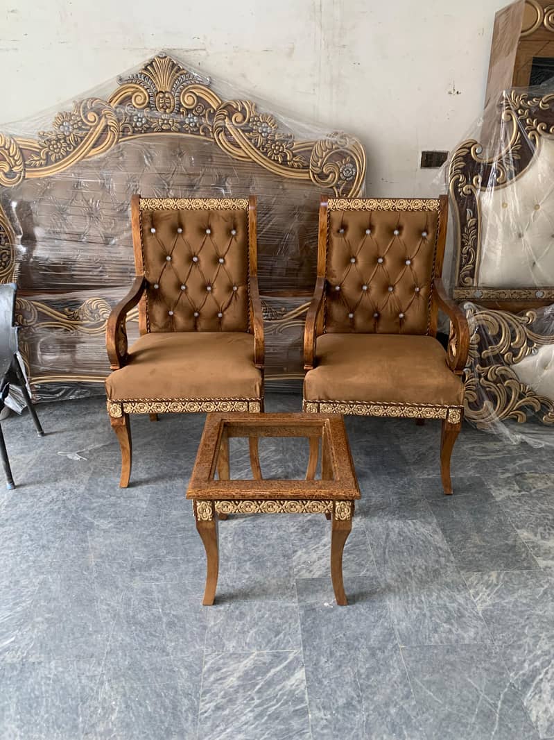 Chair set / 2 Chair 1 stool / Coffee chairs with table / Poshish chai 7