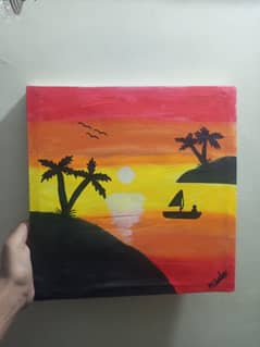 Hand-Painted Sunset Canvas – Affordable Wall Art