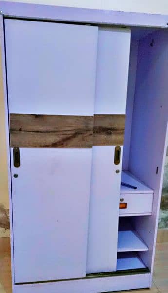 Auto lock door Sliding Almari with open shelf & door 3