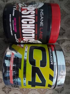 C4 Pre-work out (Slighty used) and Psychotic Pre-Workout (half used)