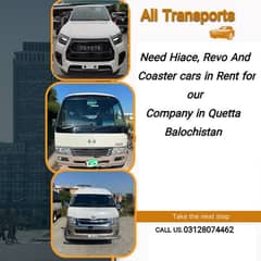 Need Hiace, Revo And Coaster cars for our company in Quetta