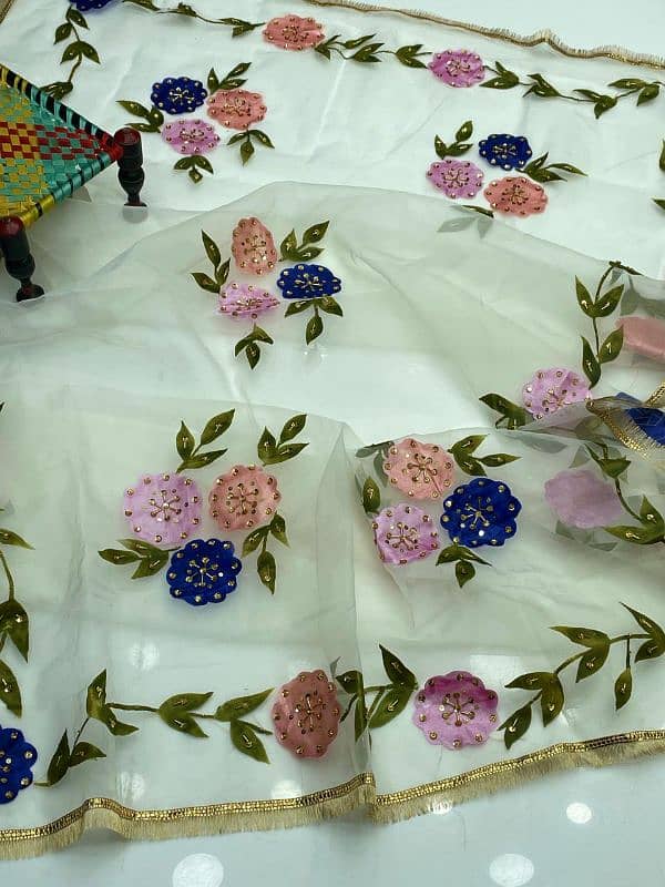 Hand painted dupatta  Delivery available in All over the Pakistan 8