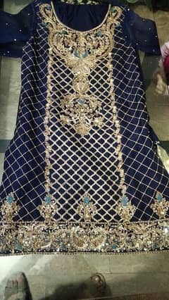 Blue organza pure crinkle chiffon dupatta viscose trouser