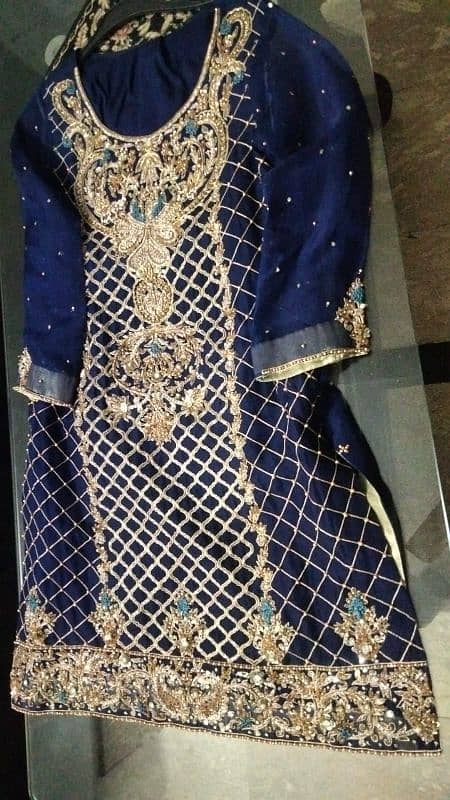 Blue organza pure crinkle chiffon dupatta viscose trouser 1