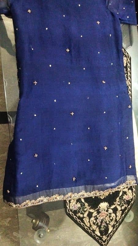 Blue organza pure crinkle chiffon dupatta viscose trouser 4