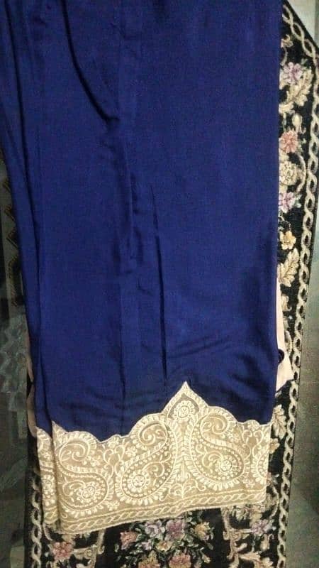 Blue organza pure crinkle chiffon dupatta viscose trouser 5