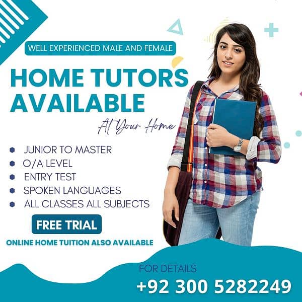 Tutors available having excellent results. 3