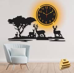 Wooden 3D Wall Clock With Light