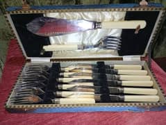 Vintage Pair Set Of Fish Knives And Forks, Cased Cutlery