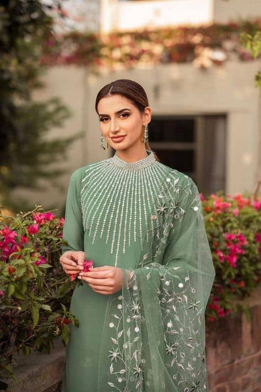 2 piece women's Unstiched Lawn Embroidered Suit  Available shop Now 2