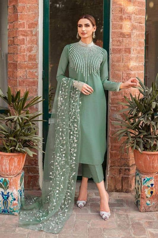 2 piece women's Unstiched Lawn Embroidered Suit  Available shop Now 3