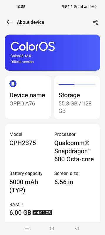 oppo A76 with box and accessories 5