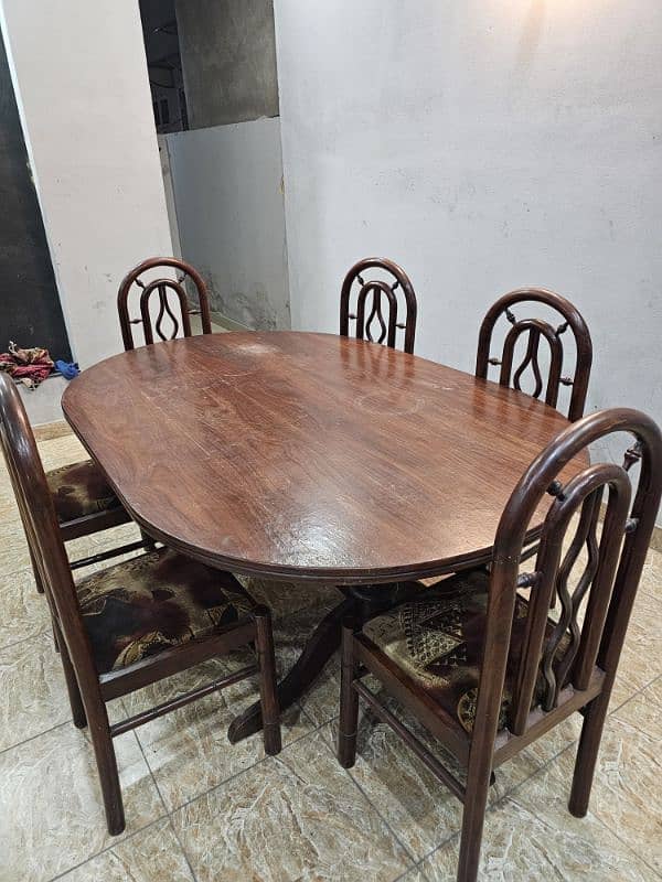 Pure Wood Dining Table with 6 Chairs Urgent Sale 0