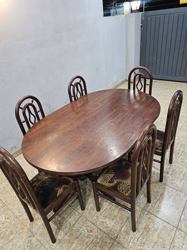 Pure Wood Dining Table with 6 Chairs Urgent Sale 1