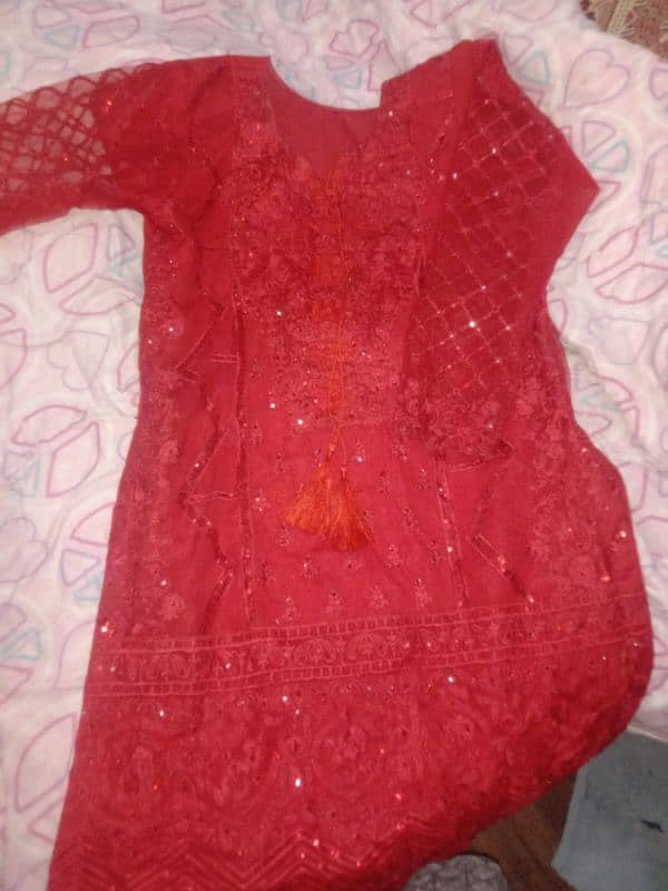 full embroidery red color dress 2