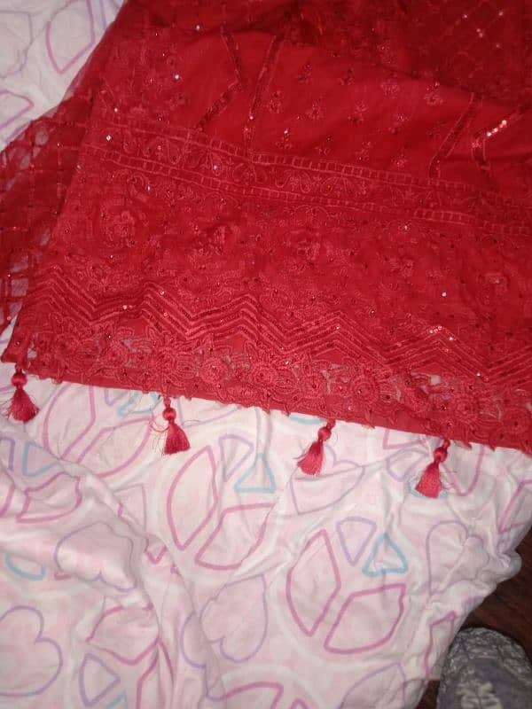 full embroidery red color dress 5