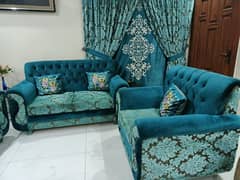 9 seater sofa set with curtain