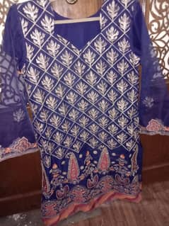 nevy blue color dress with zari work