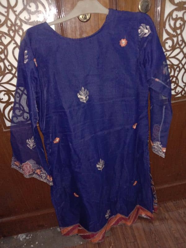 nevy blue color dress with zari work 1