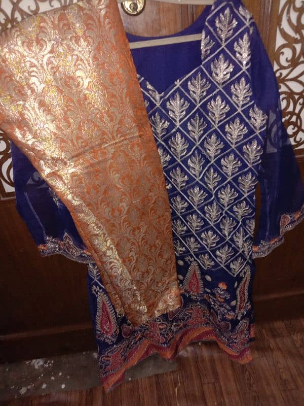 nevy blue color dress with zari work 2