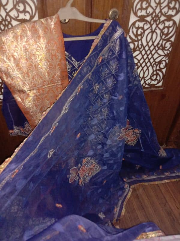 nevy blue color dress with zari work 3