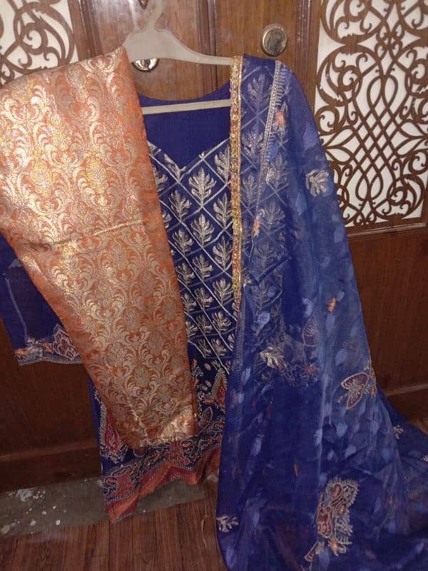 nevy blue color dress with zari work 4