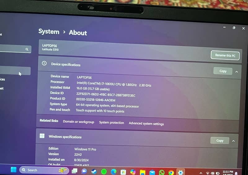 Dell latitude 5310 Core i7 10th generation 4