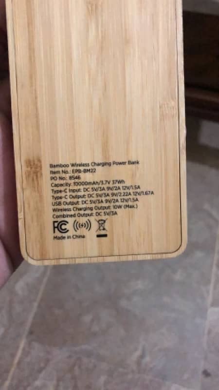 Bamboo power bank | 10000 mah | Fast wireless charging 3